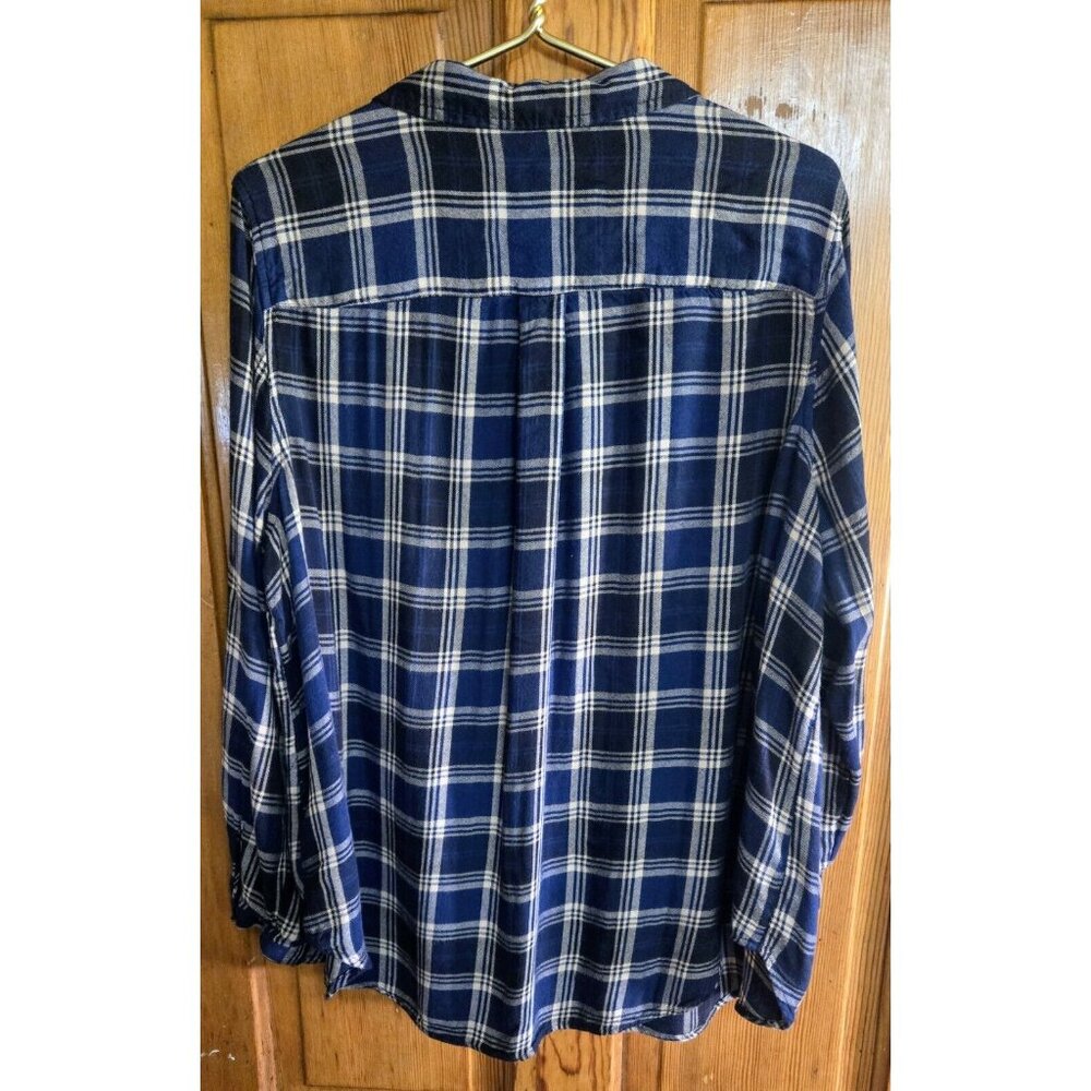 Terra & Sky Blue Flannel Button Down Long Sleeve Shirt Casual Top Plus Size 2X - Picture 3 of 7